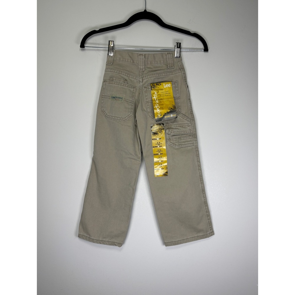 Lee Contractor Carpenter Pants Boys Size 5 Slim Khaki Adjustable Waist NWT